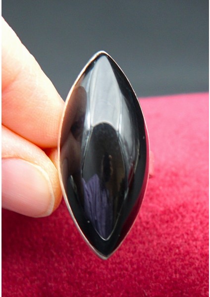 925 Ayar Kadın Gümüş Oltu Taşı Yüzük SY00053 fiyatları