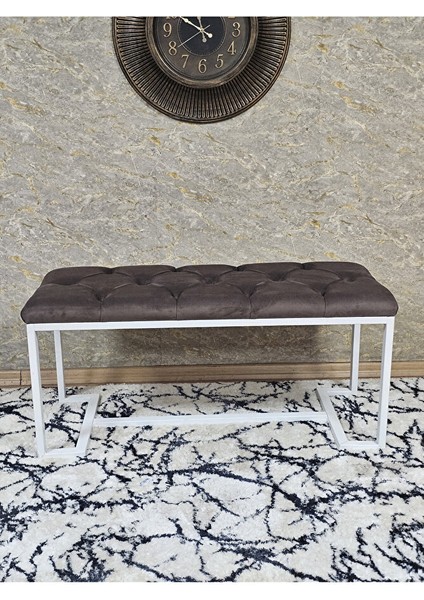 Beyaz Boyalı - L - Ayaklı 100 cm x 38 cm Oturak - Bench - Makyaj Taburesi - Makyaj Oturak Kahverengi Renk 100 x 40 Boyut/ebat fiyatları