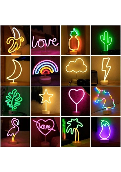 /usb LED Neon Gece Işık Işareti Flamingo Hindistan Ceviz Ağacı Kaktüs Masa Lambası Çocuk Doğum Günü Hediyeleri Yatak Odası Noel Sanat Dekoru Yayılan Renk: Ağaç (Yurt Dışından)