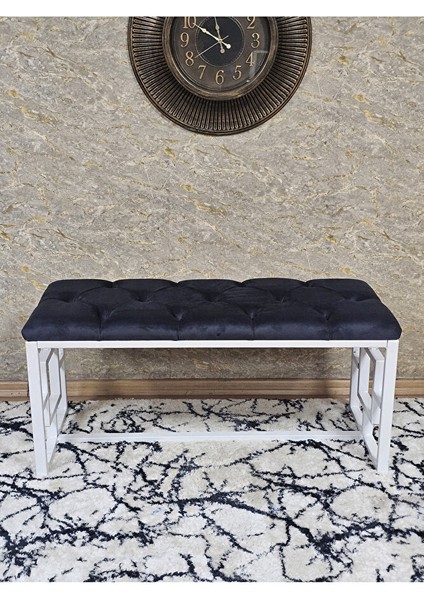 Beyaz Boyalı Içi Kareli Diktörtgen 100 cm x 40 cm Oturak Puf - Bench - Makyaj Oturağı - Oturak Füme Renk 100 x 40 Boyut/ebat fiyatları