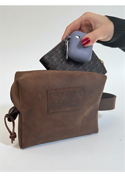 El Yapımı Gerçek Deri El Çantası – Vintage Tasarım, Kahverengi Seyahat ve Günlük Kullanım (2,5l)