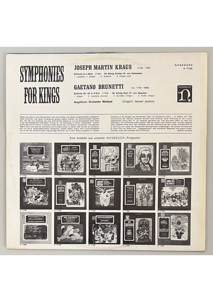 Joseph Martin Kraus, Gaetano Brunetti, Angelicum Orchestra Of Milan Newell Jenkins Symphonies For Kings Lp Plak (Orijinal 1967 Dönem Alman Baskı Plak) fiyatları