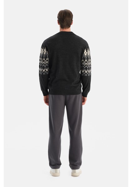Antrasıt Erkek Yılbaşı Desenli Triko Hırka fiyatları