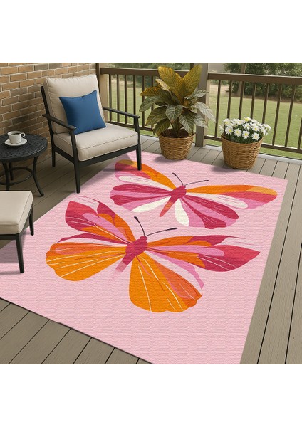 Kelebek Figürlü Pembe Çocuk Odası Halısı, Yumuşak Dokulu ve Kaymaz Tabanlı modelleri