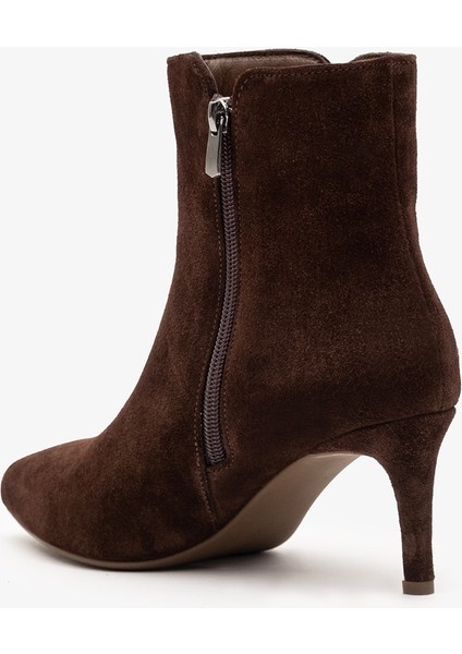 Lando Kahverengi Süet Deri Kadın Topuklu Bot modelleri