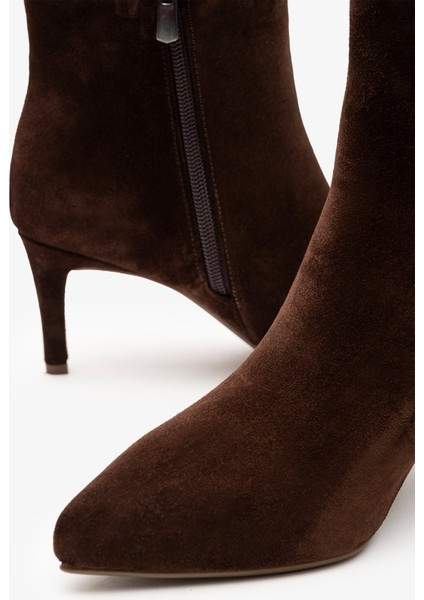 Lando Kahverengi Süet Deri Kadın Topuklu Bot indirimleri