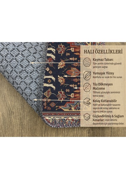 Lacivert ve Kırmızı Hayvan Figürlü Salon Halısı, Makinede Yıkanabilir Polyester Halı fırsatları
