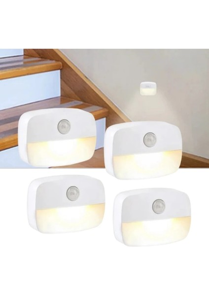 Hareket Sensörü LED Gece Işık Mutfak Yatak Odası Için Kabul Lambası Kablosun Açık/kapalı Kabullu Değerlendirme Dönüş Etkenleri Işık Yayır Renk: Sıcak Beyaz Işık/renk: 4pcs (Yurt Dışından)