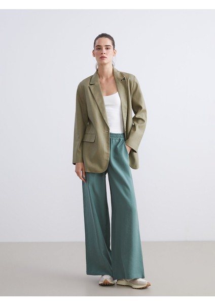 Yeni Sezon Beli Lastikli Geniş Paça Kadın Pantolon