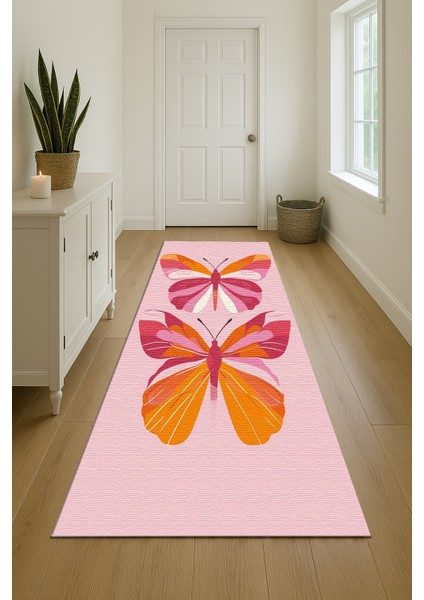 Kelebek Figürlü Pembe Çocuk Odası Halısı, Yumuşak Dokulu ve Kaymaz Tabanlı indirimleri