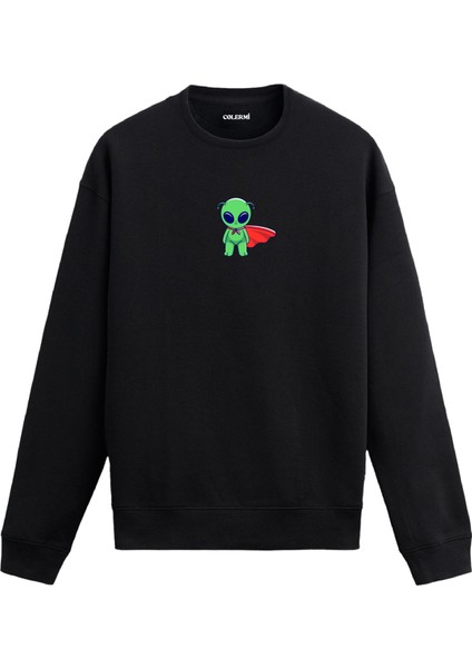 Pelerinli Uzaylı Tasarım Baskılı Unisex Sweatshirt