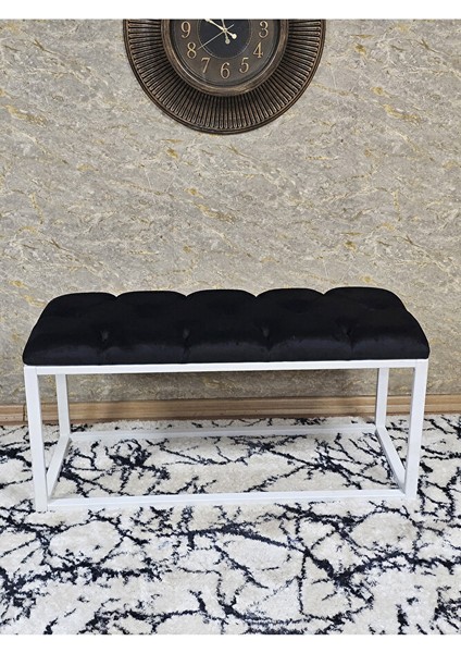 Beyaz Boyalı Diktörtgen 100 cm x 40 cm Oturak Puf - Bench - Makyaj Oturağı - Oturak Siyah Renk 100 x 40 Boyut/ebat fiyatları
