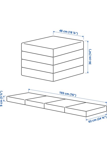 Yataklı Puf, Bej-Yeşil, 62X9X183 cm fırsatları