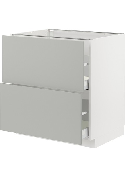 Çekmeceli Alt Dolap, Havstorp Açık Gri-Koyu Gri, 80X60 Cm, 2 Çekmeceli ve 2 Ön Panelli