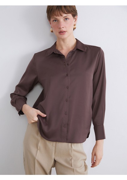 Yeni Sezon Oversize Saten Kadın Gömlek