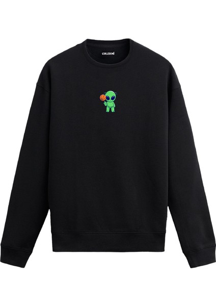 Basketbol Toplu Uzaylı Tasarım Baskılı Unisex Sweatshirt