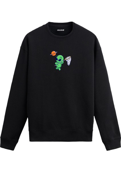 Gezegen Avcısı Uzaylı Tasarım Baskılı Unisex Sweatshirt
