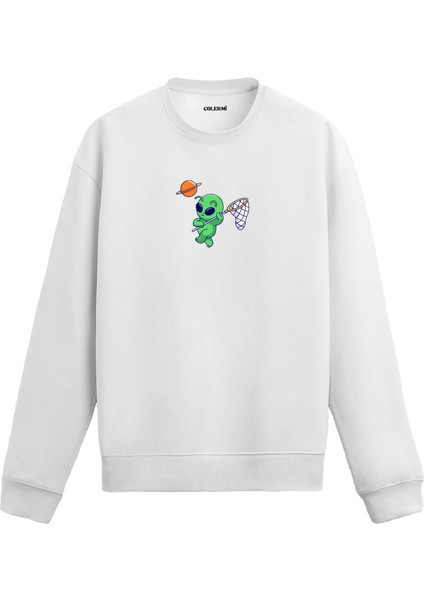 Gezegen Avcısı Uzaylı Tasarım Baskılı Unisex Sweatshirt