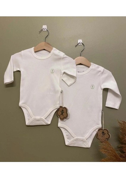 %100 Organik Pamuklu Ekru Uzun Kol Zıbın