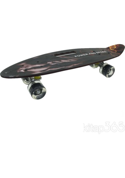 885 Desenli Orta Boy Işıklı Kaykay 60 cm