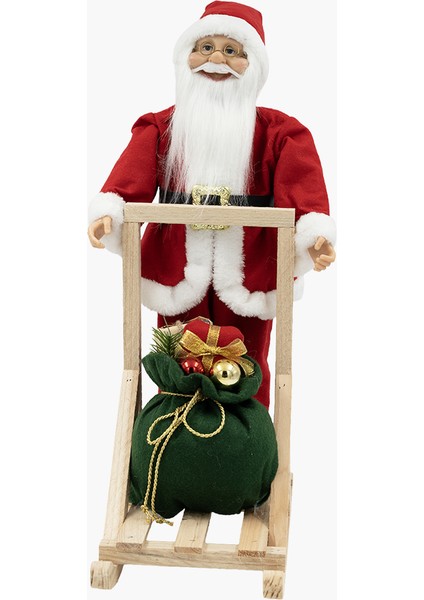 Kızaklı Kırmızı Noel Baba 43CM