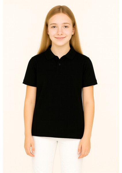 Genç Polo Yaka Tişört | Siyah | %100 Pamuk | Unisex | Okul & Günlük Kullanım fiyatları