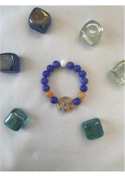 Nazar Boncuklu Yaşam Çiçeği Figürlü Doğaltaş Bileklik modelleri