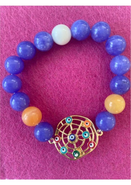 Nazar Boncuklu Yaşam Çiçeği Figürlü Doğaltaş Bileklik fırsatları