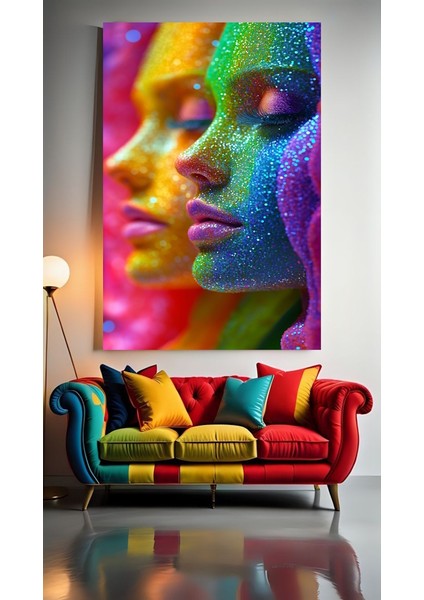 Renkli Yüzler 1 Ev Duvar Salon Güzellik Salonu Ofis Dükkan Dekarasyon Kanvas Tablo
