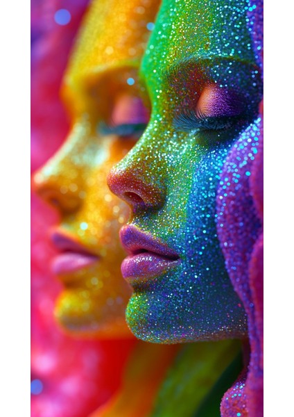 Renkli Yüzler 1 Ev Duvar Salon Güzellik Salonu Ofis Dükkan Dekarasyon Kanvas Tablo fiyatları