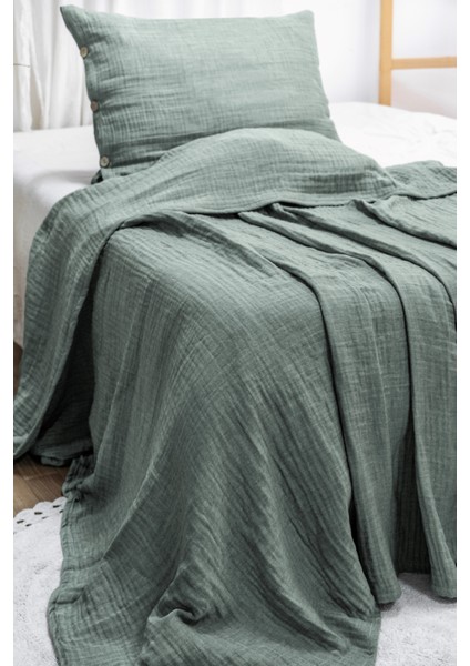 Modern Tek Kişilik %100 Pamuk 3 Katlı Müslin Yatak Örtüsü Yastıksızdır