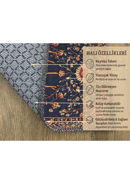 Hayvan Desenli Bohem Halı, Lacivert Zemin fırsatları