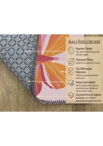 Kelebek Figürlü Pembe Çocuk Odası Halısı, Yumuşak Dokulu ve Kaymaz Tabanlı fırsatları