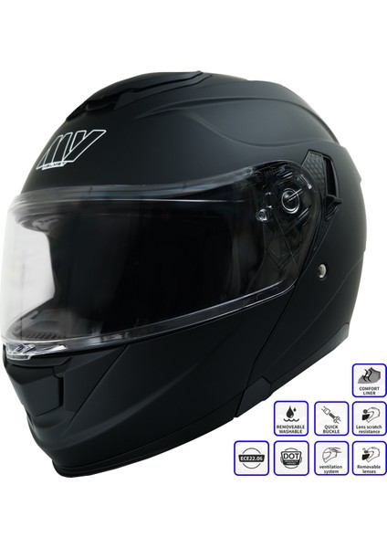 Gp My Helmet MKS002-B Güneş Vizörlü Şeffaf Çene Açılır Motosiklet Kaskı Xl