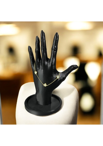 925 Ayar Gümüş Altın Kaplama Sedef Taşlı Kalp Şeklinde Van Cleef Bileklik modelleri
