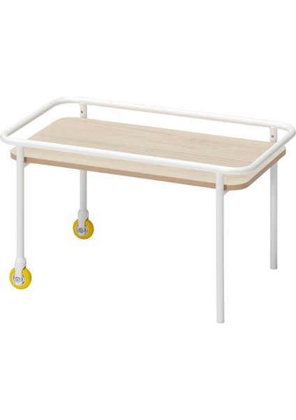 Tekerlekli Sehpa, Açık Dişbudak Görünümlü-Beyaz, 69X39 cm