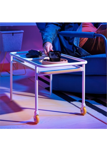 Tekerlekli Sehpa, Açık Dişbudak Görünümlü-Beyaz, 69X39 cm modelleri