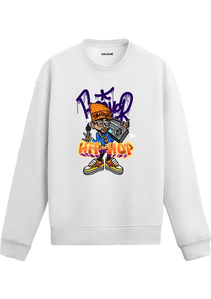Hip-Hop Karakterli Graffiti Tasarım Baskılı Unisex Sweatshirt