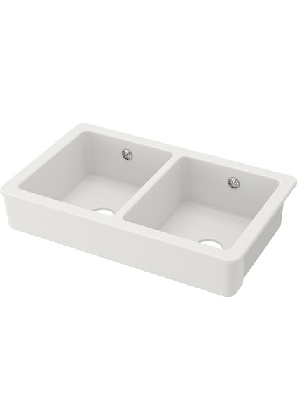 Çift Gözlü Eviye, Beyaz, 82X48 cm