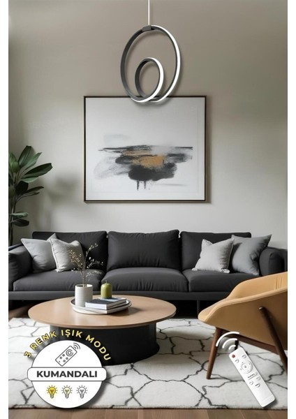 Perla Black Kumandalı 3 Renk Modern Sarkıt LED Avize fırsatları