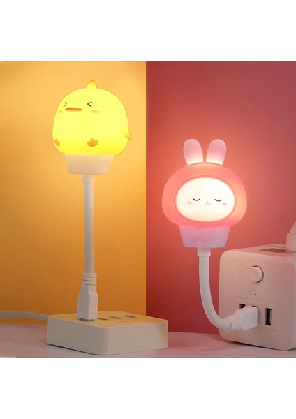 USB Gece Işığı LED Sevimli Karikatür Gece Lambası Ayı Chick Kedi Yavru Yatak Odası Dekorasyon Yatak Başucu Lampemitting Renk: Yavru/renk: USB Model (Yurt Dışından)