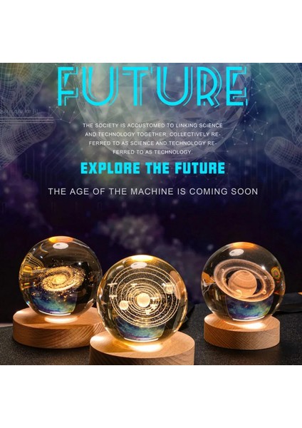 3D Kristal Işıklar Lamba Rgb Parlayan Planet Galaksi Gece Işık Kristal Top Gece Işıkları Başucu Ev Dekoru Noel Hediyesi Yayılan Renk: 4/fiş Türü: USB Fiş (Yurt Dışından)
