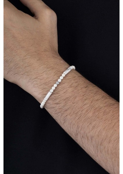 Beyaz Havlit Taşı Doğal Taş Erkek Bileklik