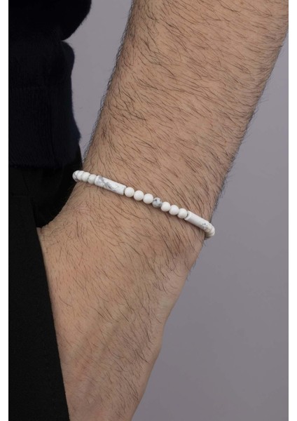 Beyaz Havlit Taşı Doğal Taş Erkek Bileklik modelleri