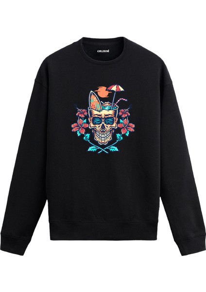 Tropikal Kurukafa Tasarım Baskılı Unisex Sweatshirt