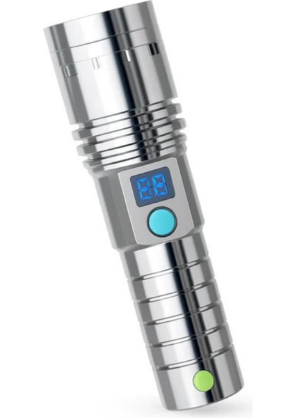 Hepu HP-M07 Profesyonel LED El Feneri Dijital 1 Km Göstergeli Zoom Odaklı USB Giriş/çıkışlı Powerbank Özellikli