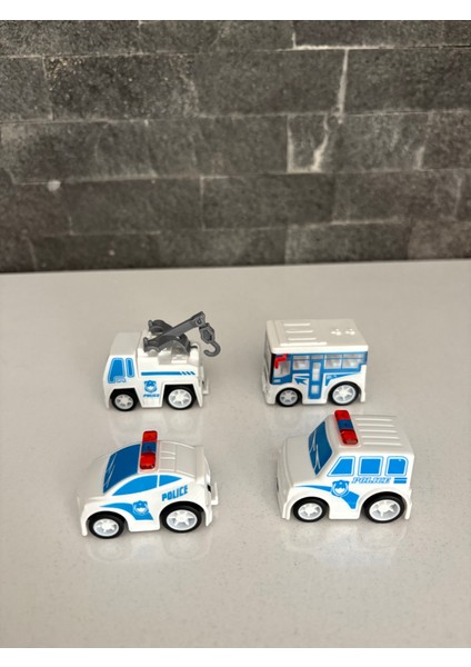 4lü Mini Polis Seti Plastik Oyuncak Araba modelleri