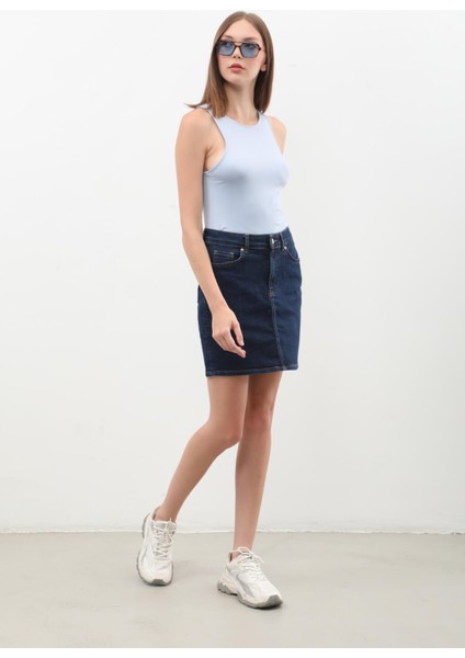 Kadın Rins Mini Jean Etek