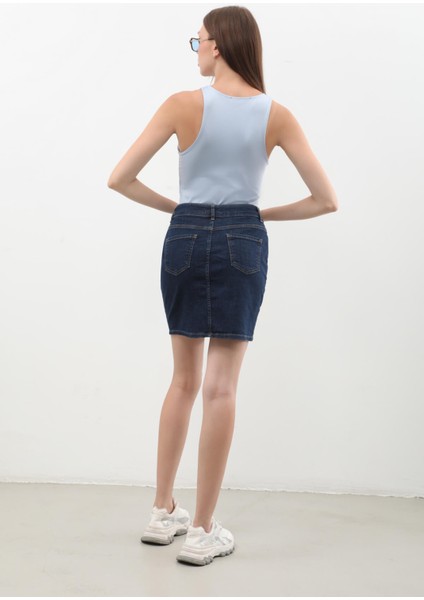 Kadın Rins Mini Jean Etek