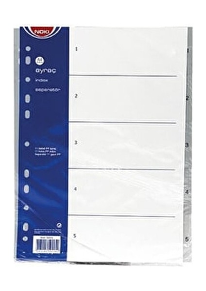 A4 Seperatör 1-5 Rakamlı Ayraç 5 Bölümlü 11 Delikli PP Malzeme ile Kullanıma Uygun fiyatları